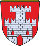 Stadtwappen der Stadt Laufen - Stadtturm auf rotem Wappengrund