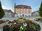 Das Rathaus der Stadt Bad Königshofen, ein sehr altes Fachwerkhaus.