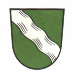 Wappen des Marktes Bad Grönenbach; In Grün ein silberner Schrägwellenbalken.