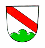 Wappen der Gemeinde Berg; In Silber über grünem Dreiberg ein roter Schrägbalken.