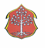 Wappen der Gemeinde Langenfeld; In Rot ein bewurzelter silberner Lindenbaum.