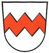 Wappen der Stadt Geisenfeld mit Silhouette und Schriftzug