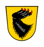 Wappen der Gemeinde Mengkofen; In Gold eine rot bewehrte schwarze Bärentatze.