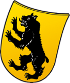 Wappen der Stadt Grafing b.München; In Gold ein steigender schwarzer Bär.