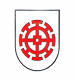 Wappen der Stadt Mühldorf a.Inn; In Silber ein rotes Mühlrad.